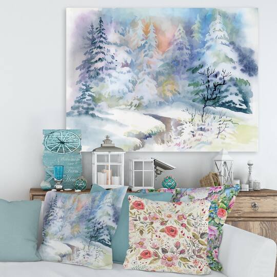 Designart - Winter Landscape With Snowy River I